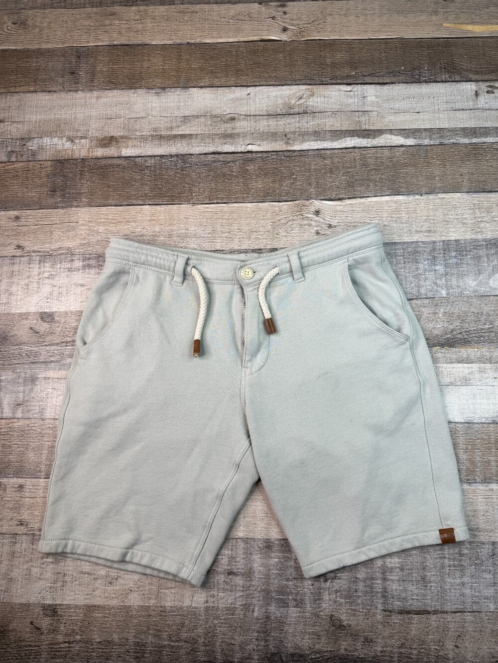 FUNDAMENTAL COAST Light Gray Shorts Drawstring Casual Cotton 30 Preppy 9"
